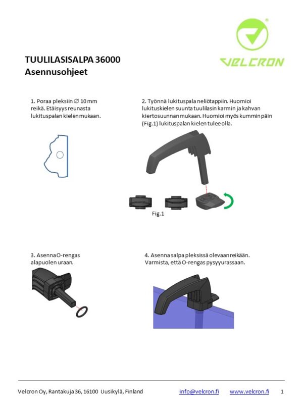Instructions de montage - Pignée pour porte et trappe en plexiglas
