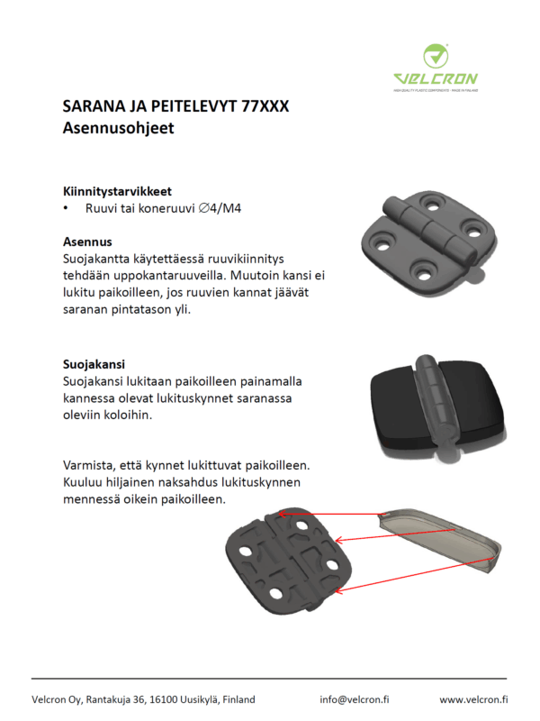 Asennusohjeet - Saranat ja peitelevyt 77XXX - Image 2