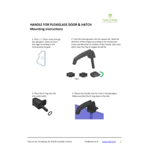 Asennusohjeet – Pleksioven- ja lasin lukituskahva 36000