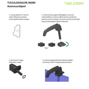 Asennusohjeet – Pleksioven- ja lasin lukituskahva 36000